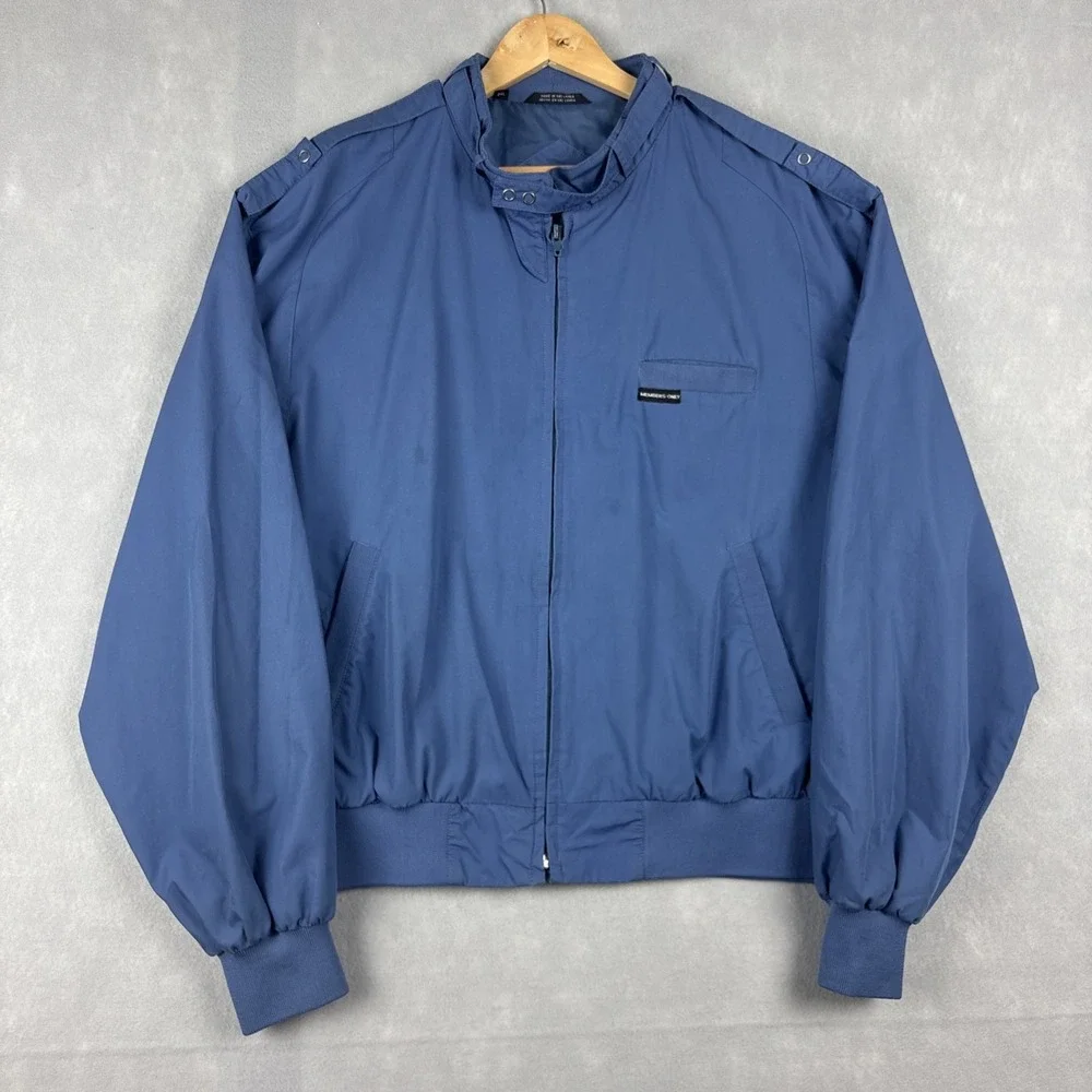 Members Only Cafe Racer Jacket Men’s XXL Blue Bomber Chin Strap Iconic Classic